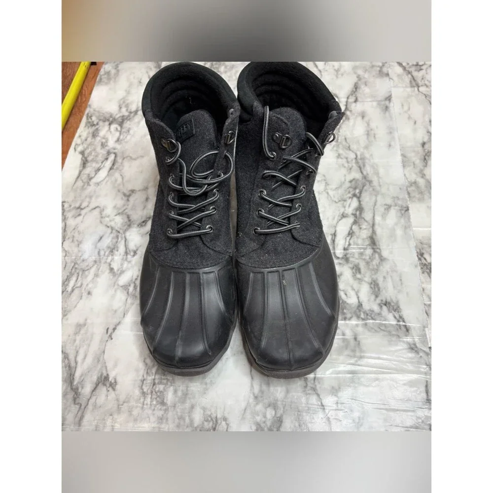 Sperry Black grey Wool Blend Duck Boots lace up casual size 10.5